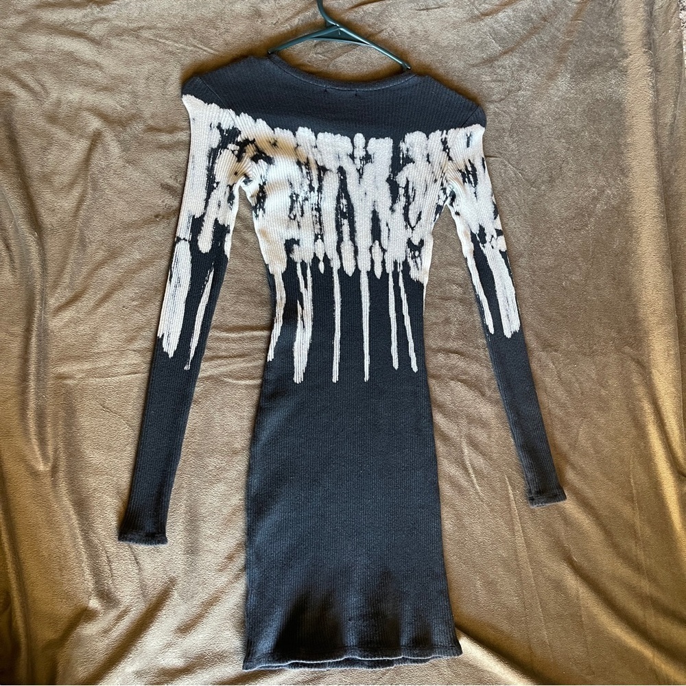Ribbed Tie-Dye 96% Cotton Long Sleeve Dress - Picture 3 of 6